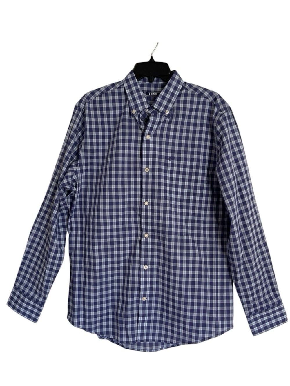 IZOD Blue Checkered Button-Down Long Sleeve Shirt Size M Classic Versatile NWOT